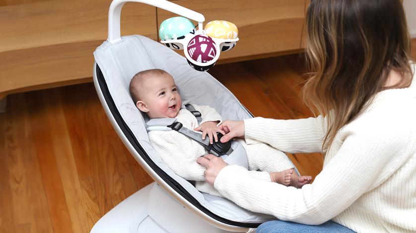 4moms MamaRoo baby swing with innovative motion technology.