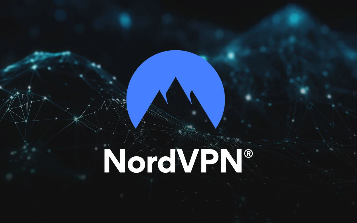 NordVPN logo with a shield symbol representing online privacy and security in 2025.