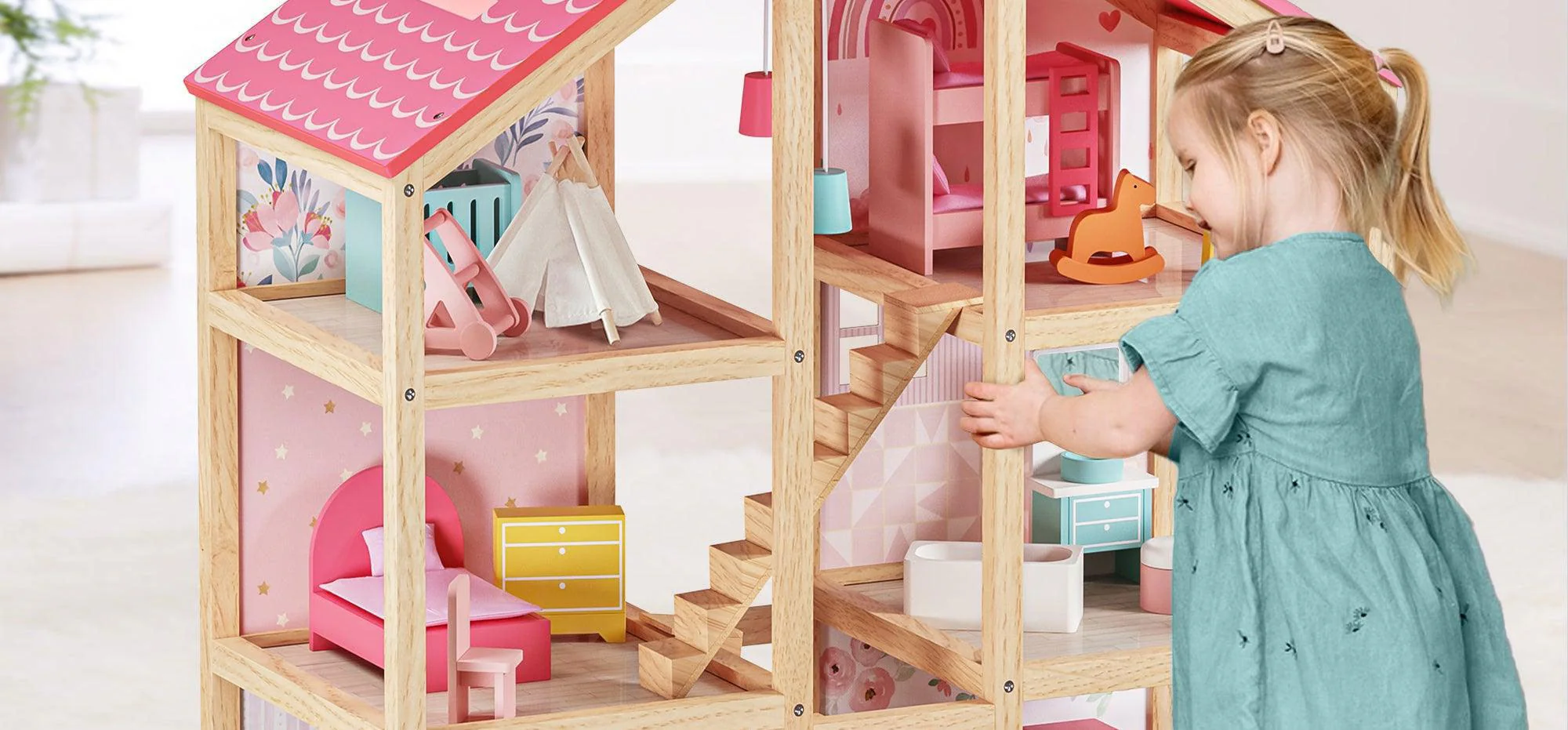 Tiny Land kids' furniture playsets review, wooden climbing set, safe and durable