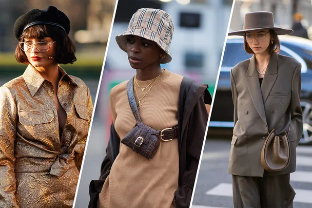 Teen accessorizing with a bucket hat, layered gold necklaces, and a canvas tote bag, showcasing trendy details.